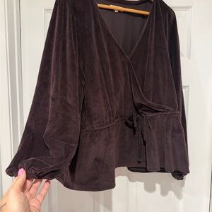 Madewell Dark Brown Wrap Blouse